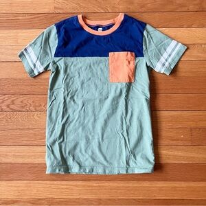 Tea Collection Green Orange Stripe Cotton Pocket Tee T-Shirt 10